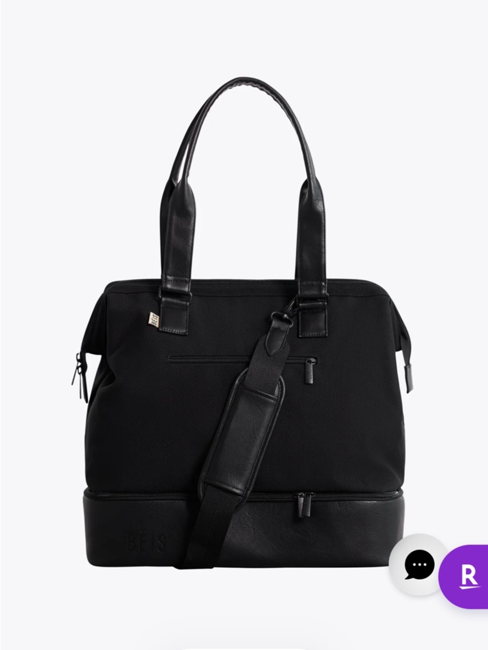 BEIS Black Mini Weekender Tote